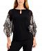 Jm Collection Petite Printed Flutter-Sleeve Keyhole Top, Created for Macy's