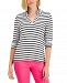 Charter Club Petite Striped Cotton Polo Top, Created for Macy's