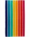 Closeout! Martha Stewart Collection Rainbow Stripe Velour Beach Towel, Created for Macy's Bedding