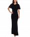 Betsy & Adam Petite Ruched Lace-Sleeve Gown