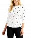 Charter Club Petite Printed 3/4-Sleeve Cotton Top, Created for Macy's