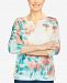 Alfred Dunner Petite Peachy Keen Embellished Floral-Print Knit Top