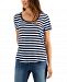 Style & Co Petite Striped Cotton T-Shirt, Created for Macy's