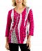 Jm Collection Petite Mixed-Print Ruched Top, Created for Macy's