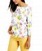 Charter Club Petite Cotton Printed Boat-Neck Top, Created for Macy's