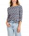 Charter Club Petite Printed Button-Shoulder Top, Created for Macy's
