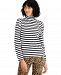 Charter Club Petite Cotton Striped Turtleneck Top, Created for Macy's