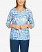 Alfred Dunner High Impact Patchwork-Print Center-Lace Studded Knit Top