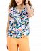 Style & Co Petite Floral Groove Split-Neck Blouse, Created for Macy's