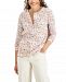 Style & Co Petite Cotton Printed Henley Top, Created for Macy's