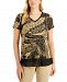 Jm Collection Petite Printed Chiffon-Hem Top, Created for Macy's