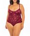 Plus Size Unlined Lace Teddy with Underwire