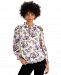 Bar Iii Floral-Print Ruffled Tie-Neck Blouse