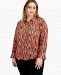 Bar Iii Plus Size Printed Button-Front Top, Created for Macy's