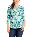 Style & Co Floral-Print Cotton Henley Top, Created for Macy's
