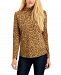 Charter Club Cotton Animal-Print Mock-Neck Top, Created for Macy's