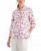 Charter Club Printed Button-Front Linen Top, Created for Macy's