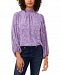 Vince Camuto Printed Smocked-Neck Balloon-Sleeve Top