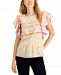 Inc International Concepts Cotton Ruffled Multi-Print Blouse, Created for Macy's