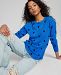 Charter Club 100% Cashmere Printed Crewneck Sweater, Created for Macy's