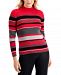 Karen Scott Blair Cotton Striped Rib Mock-Neck Sweater, Created for Macy's