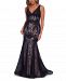 Betsy & Adam V-Neck Lace Appliques Mermaid Gown