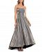 Betsy & Adam Strapless High-Low Metallic Ball Gown