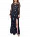 Adrianna Papell Beaded High-Slit Gown