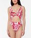 Jessica Simpson Printed Paradiso Palm O-Ring Cut-Out One-Piece Swimsuit Women's Swimsuit