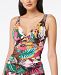 Bleu by Rod Beattie Printed Ruched-Front Tankini Top Women's Swimsuit