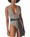 Vince Camuto Belted Plunge V-Neck One-Piece Swimsuit Women's Swimsuit