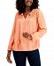 Charter Club Tassel-Tie Eyelet Woven Top, Created for Macy's
