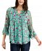 Charter Club Flower-Printed Ruffle-Sleeve Blouse, Created for Macy's