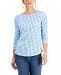 Charter Club Pima Cotton Golf-Print Boat-Neck Top, Created for Macy's