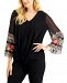 Jm Collection Printed-Sleeve Wrap-Front Top, Created for Macy's