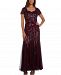 R & M Richards Sequined Ribbon-Belt Gown