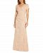 Adrianna Papell Embroidered Gathered-Waist Gown