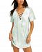J Valdi Tie-Dyed Print Lace-Up Tunic Cover-Up Women's Swimsuit
