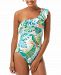 Vince Camuto Printed Ruffle One-Shoulder One-Piece Swimsuit Women's Swimsuit