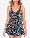 Swim Solutions Printed Tummy-Control Swimdress, Created for Macy's Women's Swimsuit