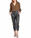Black Tape High-Rise Cropped Faux-Leather Pants