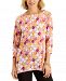 Jm Collection Printed Jacquard Asymmetrical-Hem Top, Created for Macy's