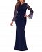 Betsy & Adam Embellished-Sleeve Scuba Crepe Gown