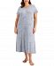 Charter Club Plus Size Lace-Trim Printed Short Sleeve Nightgown, Created for Macy's