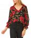 Vince Camuto Smocked-Cuff Floral-Print Top