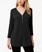 Jm Collection Zipper-Trim 3/4-Sleeve Top, Created for Macy's