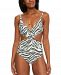 Bar Iii Hypno Beach Chic Printed Twist-Front One-Piece Swimsuit, Created for Macy's Women's Swimsuit
