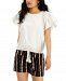 Inc International Concepts Flutter Sleeve Tassel Tie Front Top, Created for Macy's