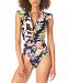 Anne Cole Tropical Floral Zip One-Piece Swimsuit Women's Swimsuit