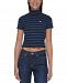 Tommy Jeans Striped Mock Neck Cropped T-Shirt